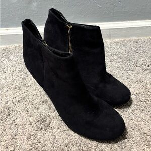 Candie's Black Ankle Booties with Gold Zipper